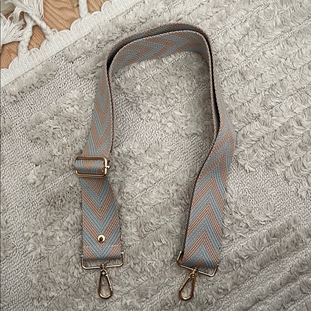 Pom Pom London Blue and Tan Chevron Strap NEW - Picture 3 of 5